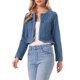 thumbnail image 4 of INSPIRE CHIC Chaqueta de Mezclilla para Mujer Sin Cuello Abierta al Frente Chaqueta Corta de Jean XS Azul, 4 of 6