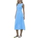 thumbnail image 4 of INSPIRE CHIC Vestido de línea A a cuadros para mujer con nido de abeja sin mangas, cuello redondo, vestido midi fluido de verano con bolsillos M Azul Blanco, 4 of 6
