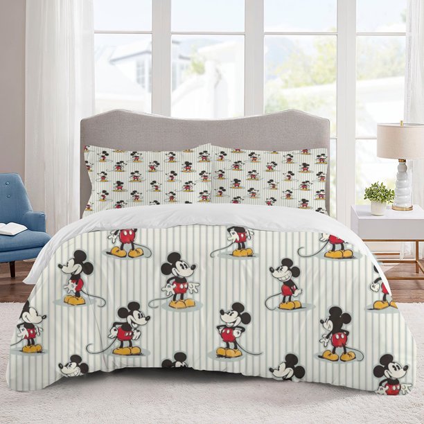 Mickey Mouse Bedding Sets Cartoon Duvet Cover Lightweight 3 Piece Bet Sets for Kids Boys Girls