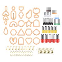 Magideal - 114X Cortadores Para Pendientes De Arcilla Polimérica, 2, Con Pendientes, Kit De Fabricación De Pendientes Geométricos Para Manualidades Diy Pendiente , Naranja 114 Piezas,