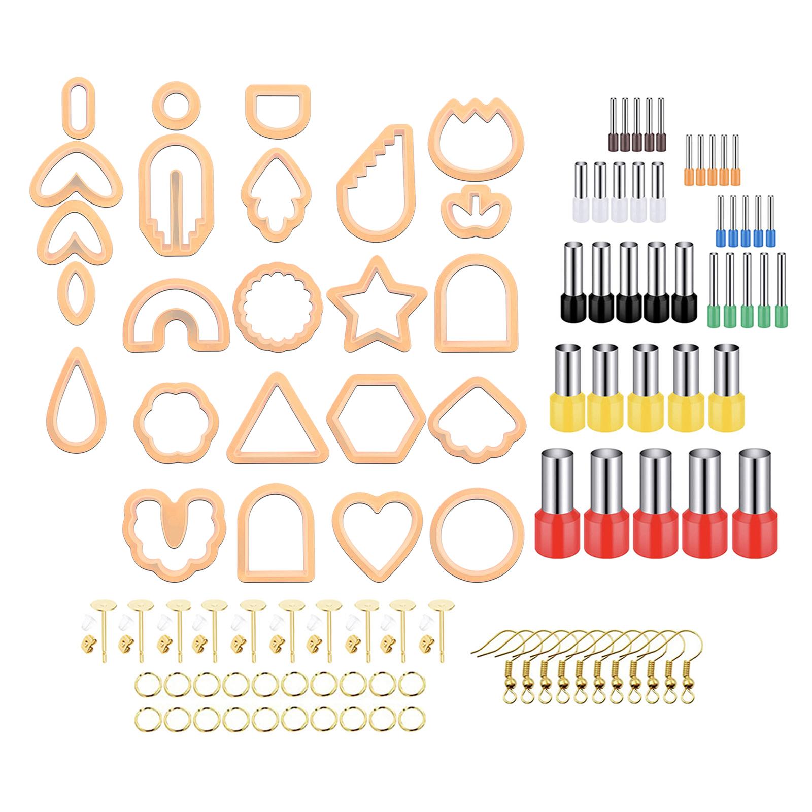Magideal - 114X Cortadores Para Pendientes De Arcilla Polimérica, 2, Con Pendientes, Kit De Fabricación De Pendientes Geométricos Para Manualidades Diy Pendiente , Naranja 114 Piezas,