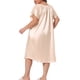 thumbnail image 4 of Agnes Orinda Camisón de Satén para Mujer Talla Grande para Escuela o Universidad, Cuello Cuadrado, Mangas Cortas, Suelto, Midi, con Lazo, 3X Champán, 4 of 8