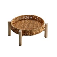Bothyi - Cesta Para Servir De Ratán Para Almacenamiento De Verduras, Cestas Redondas Para Pan De Ratán Para Frutas, 22 × 10 × 4 Cm