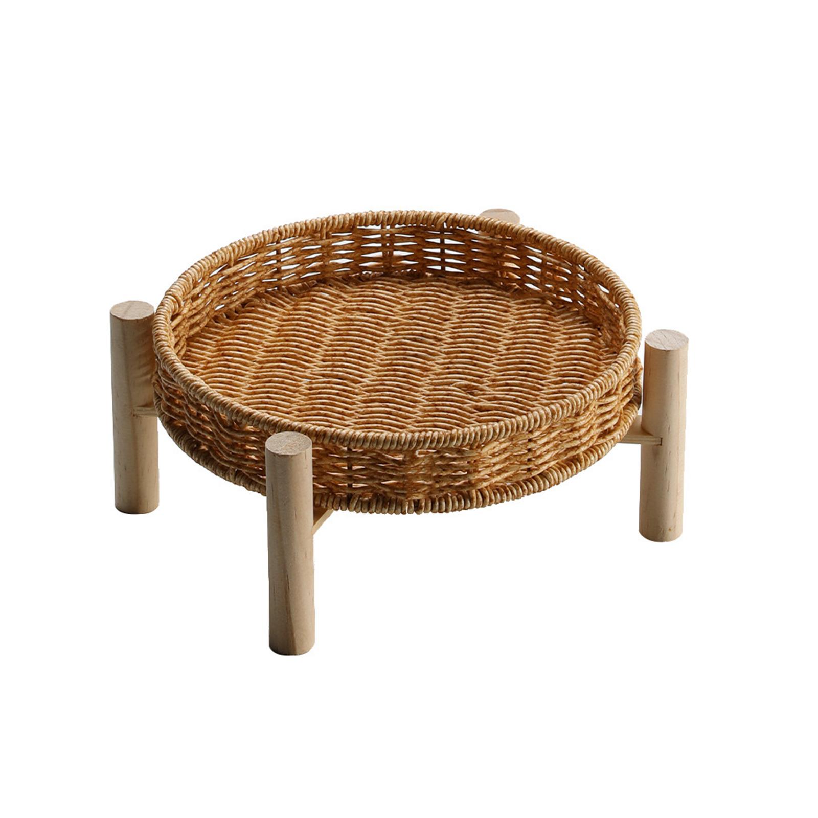 Bothyi - Cesta Para Servir De Ratán Para Almacenamiento De Verduras, Cestas Redondas Para Pan De Ratán Para Frutas, 22 × 10 × 4 Cm