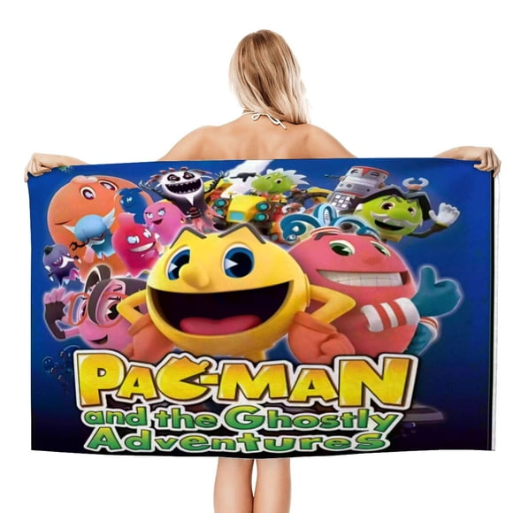 Pac-Man Toalla de playa de secado rápido con diseño temático, regalo para mujeres y niñas, ideal para cumpleaños, fans, amantes de la música, uso en la playa o al aire libre, 78 × 180 cm