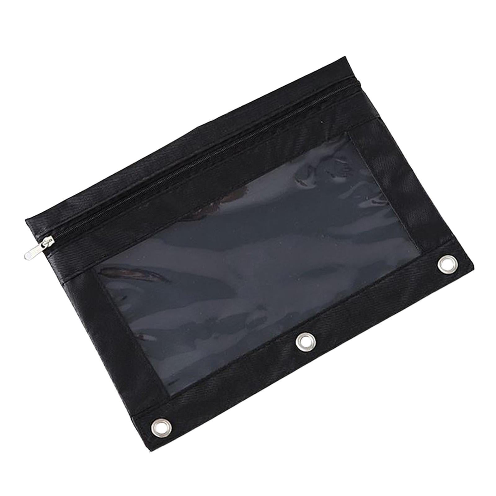 Magideal - Estuche Para Bolígrafos, Estuche Para Lápices, Estuche Para Papelería, Soporte Para Rotuladores, Estuche Para Lápices Liviano Con 3 Anillos Reforzados Negro