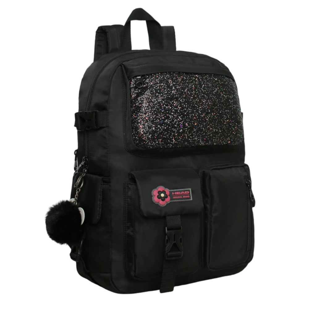 Mochila Mujer Kawaii Fusion Glitter Negro Head