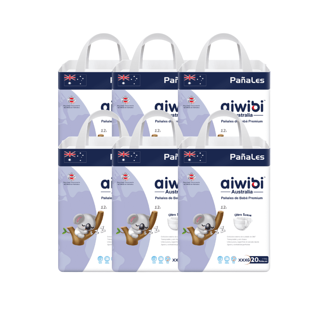 6 Paquetes De Pañales Aiwibi Para Bebés Premium Xxxg