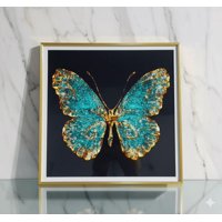 Decostilo - Cuadro Mariposa Turquesa Dorada 60X60Cm