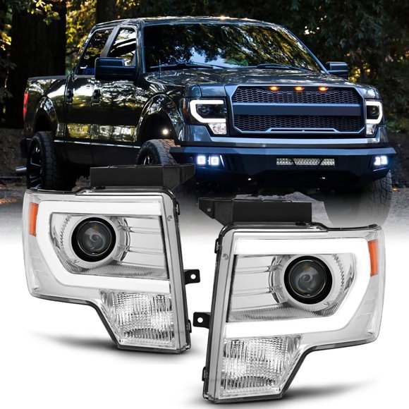 Faros AKKON para Ford F-150 2009‑2014 con tubo LED cromado