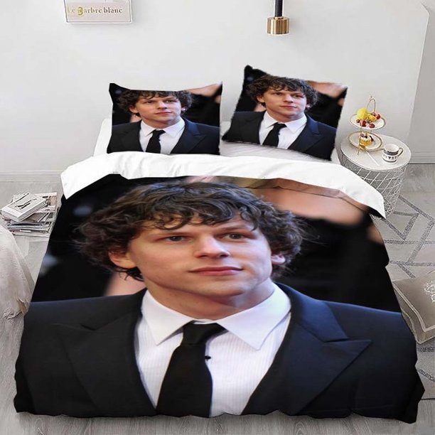 Jesse Eisenberg Black Suit Theme Bedding Set | Includes 1 Duvet Cover and 2 Pillowcases Soft and Comfortable Suitable for All Seasons