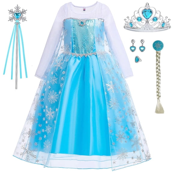 Vestido de cosplay azul iTVTi con disfraz de princesa con accesorios de 6 a 7 años
