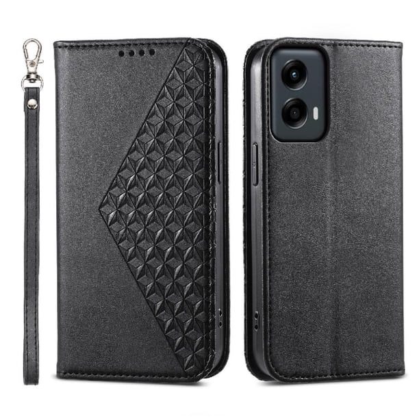 Funda Flip FOXDOCK para Motorola Moto G Stylus 5G 2024 , Estilo Billetera con Diseño Rombo, Correa de Mano y Soporte, Uso Diario