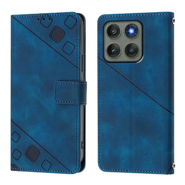 Funda Cartera para Motorola Edge 60 Pro con Soporte y Ranuras, Resistente a Golpes y Rayones Azul