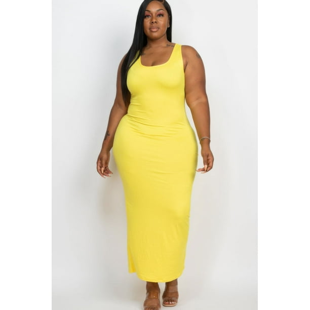 Vestido Largo Básico Liso De Talla Grande