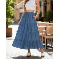 Flix Spa - Falda Larga Mezclilla Mujer Plisada Calidad Premium