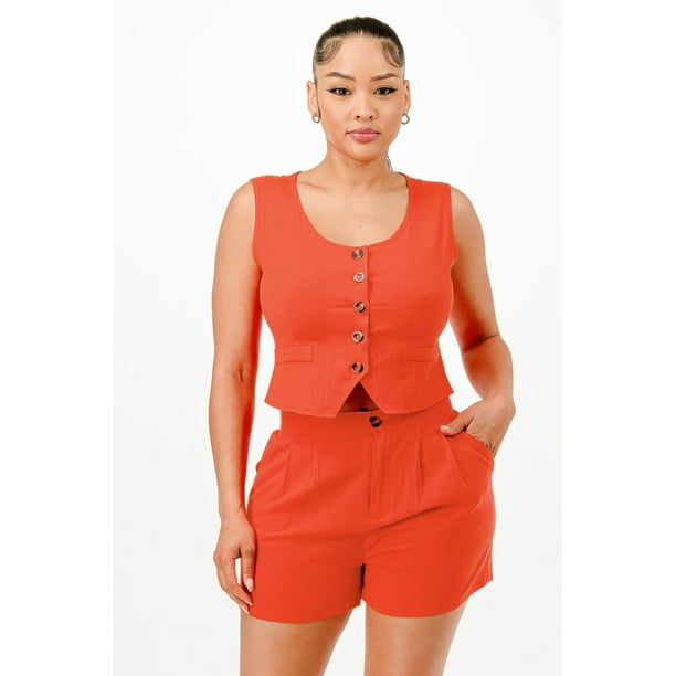 Conjunto Casual De Chaleco Corto Y Shorts