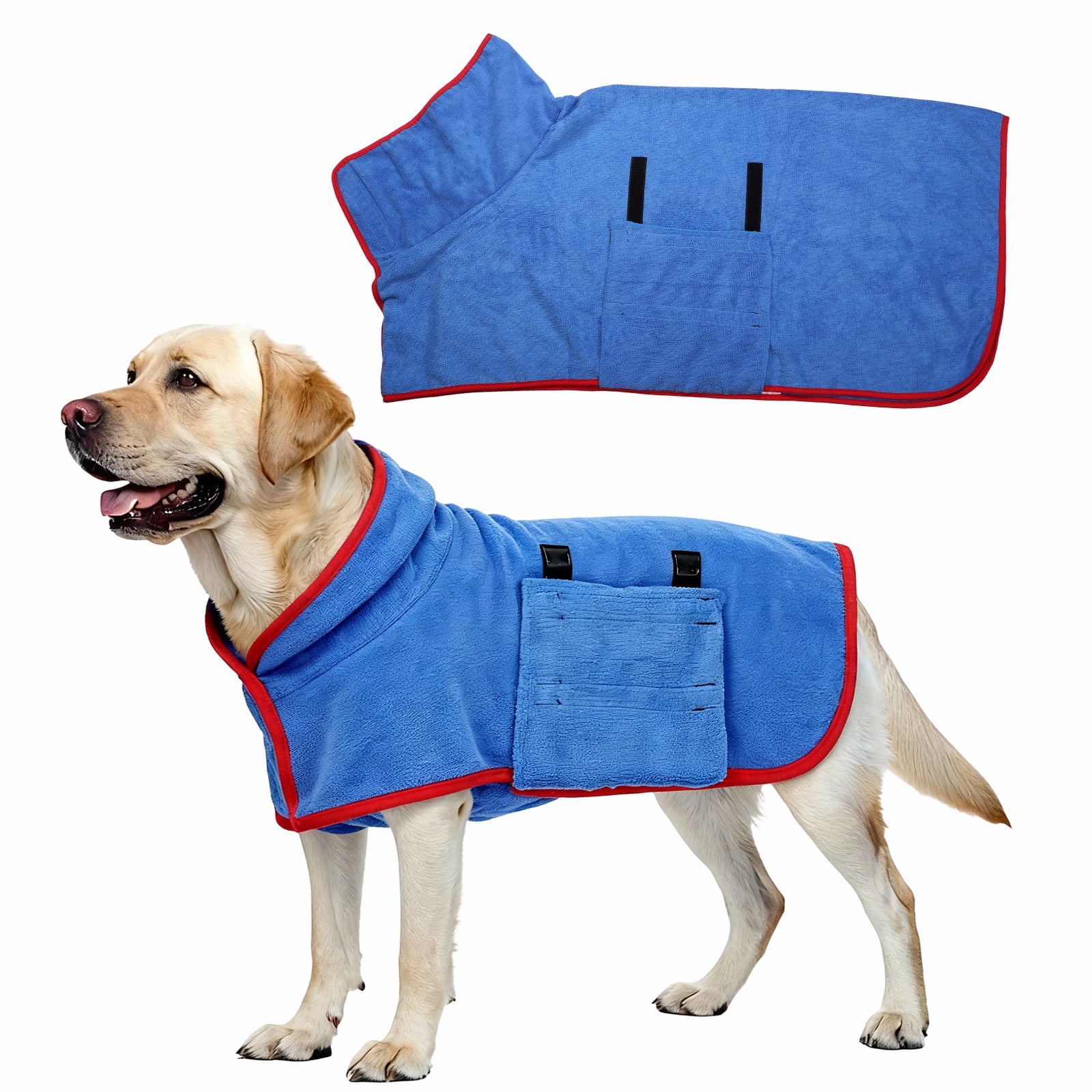 Uxcell Abrigo Secador para Perros, Batas para Perros para Después del Baño Bata Súper Absorbente Toalla Suave Ajustable, (XL, Azul), Para Secado Rápido y Mantener Calor en Mascotas