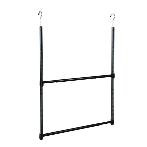 Colgador de armario Oceanstar de 2 niveles, portátil y ajustable, negro