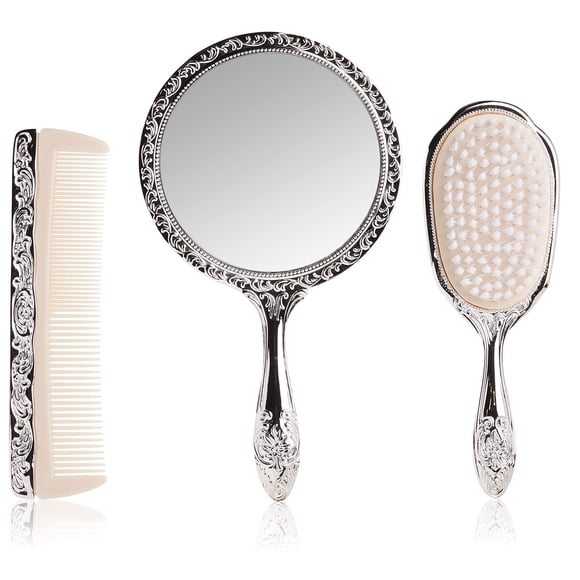 Set de tocador Kingsley Silver Chrome con peine y espejo, 3 unidades