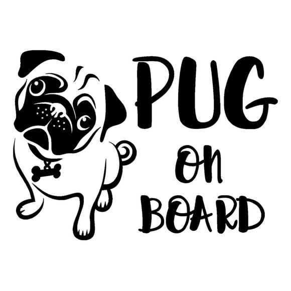 Sticker Pug On Board Mascota Perro Auto Camioneta