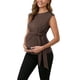 thumbnail image 2 of INSPIRE CHIC Blusa de maternidad para mujer con lazo en la cintura, manga corta, verano 2025, camiseta para oficina, talla 2XL, color marrón, 2 of 5