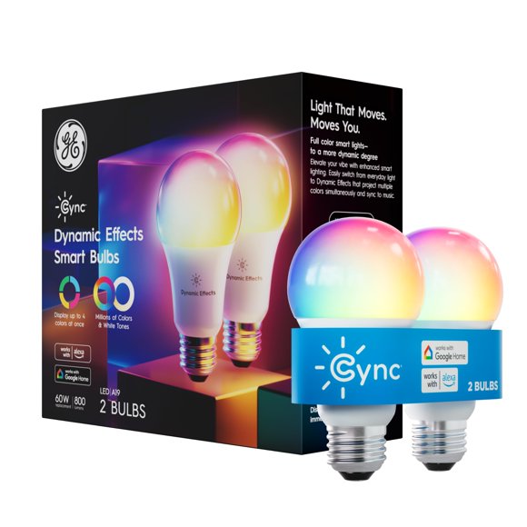 Bombilla LED inteligente Cync GE Dynamic Effects A19 (paquete de 2)