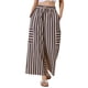 thumbnail image 1 of INSPIRE CHIC Pantalones Casuales a Rayas para Mujeres Piernas Anchas Cintura Elástica con Cordón Palazzo Pantalones de Salón XS Negro Marrón, 1 of 6