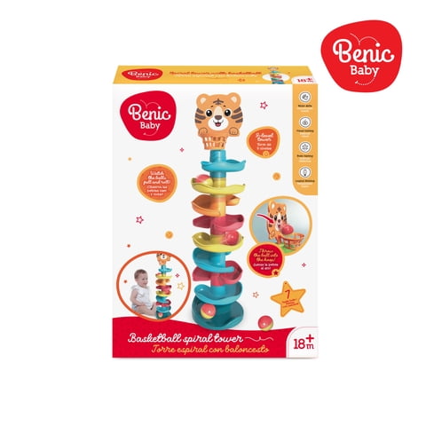 Benic Baby - Torre Espiral + Aro De Básquetbol Y 7 Pelotas Cascabel