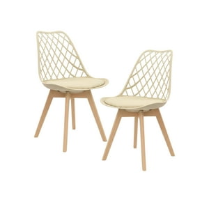 Habita2 Chile - Pack 2 Silla Tulip Acolchada Mesh - Beige