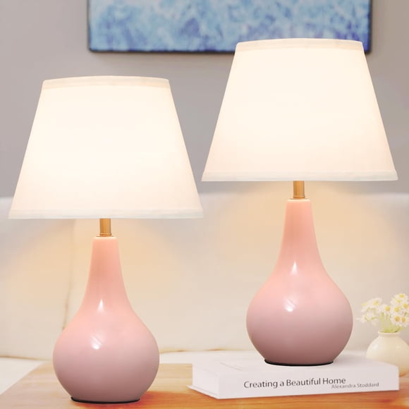 LÁMPARA Popity home Pack de 2, rosa, cerámica, 48 cm, 110 V