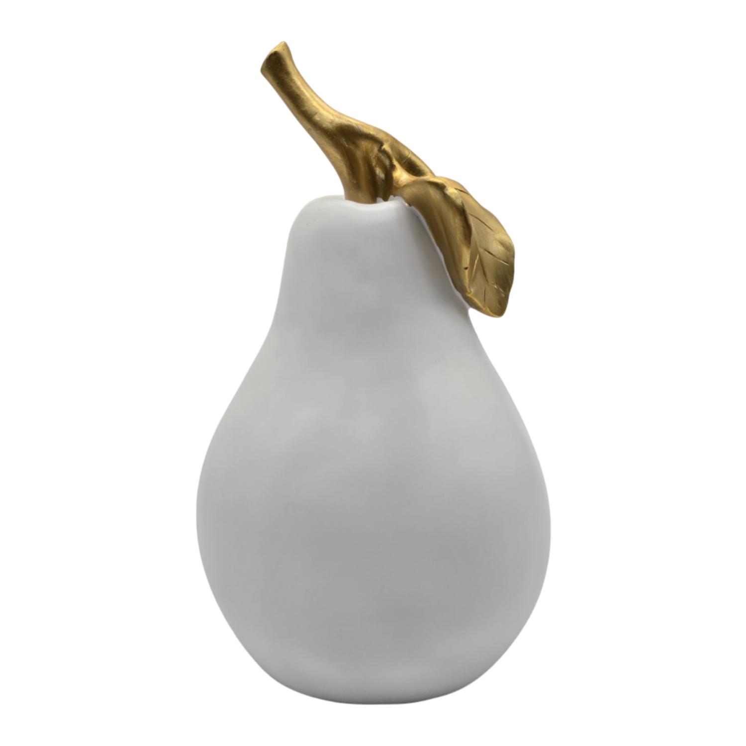 Fliperex - Figura Adorno De Pera Blanca Decorativa En Resina Moderna Blanco