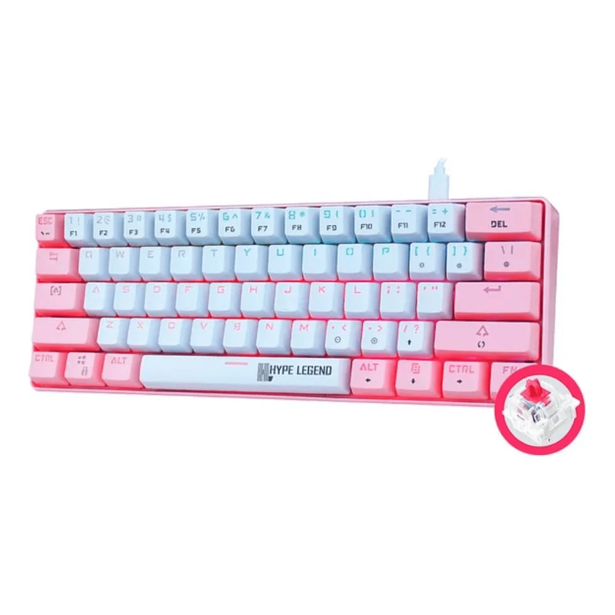 Genérico - Teclado Hype Legend Rebel 60% Pinku Rgb Blanco