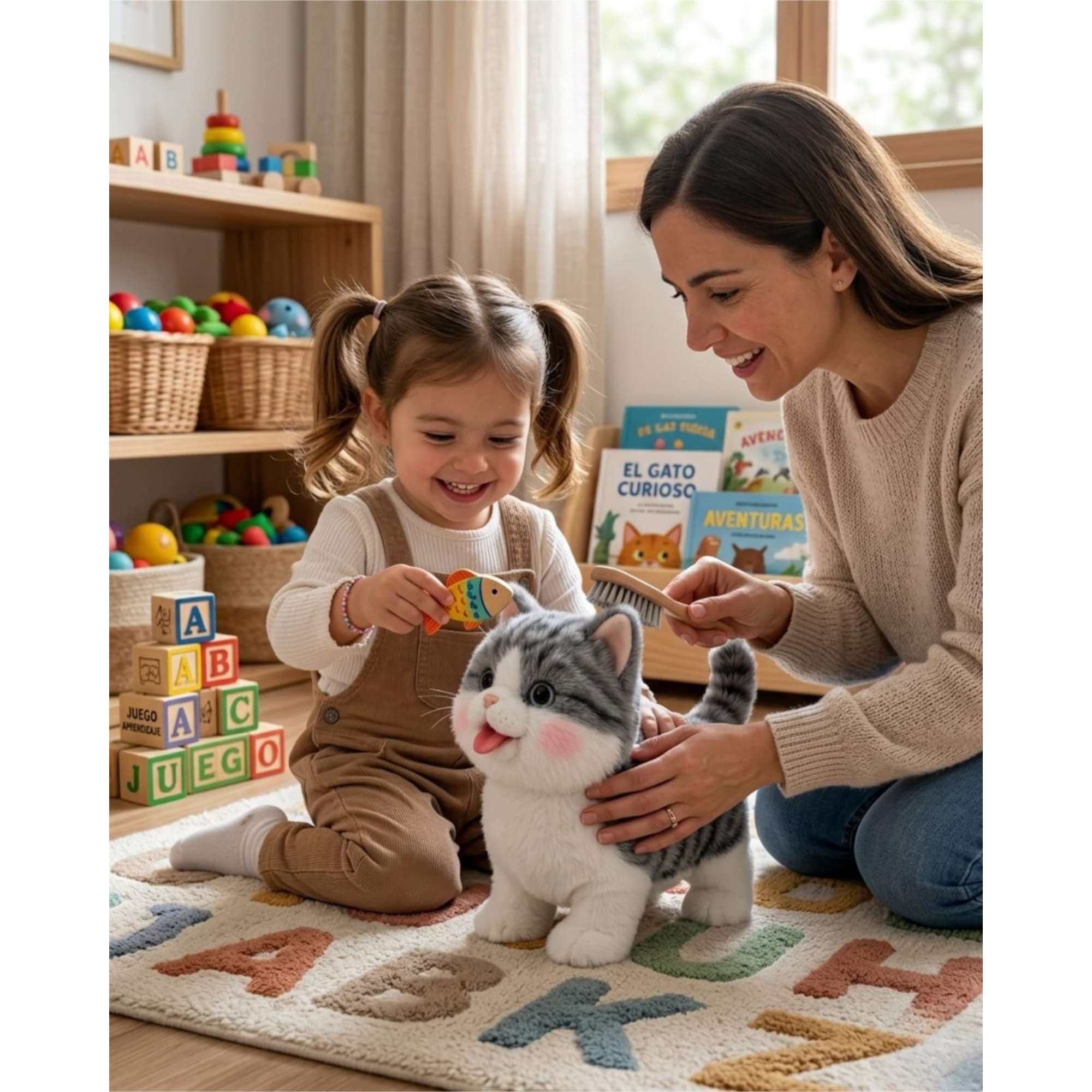 Todo Para El Hogar - Gatito Interactivo Tierno Camina Y Hace Miau Real El Compañero Perfecto Color Gris
