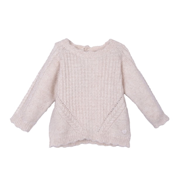 Chaleco Bebé Niña Cerrado Cuello Redondo Crudo