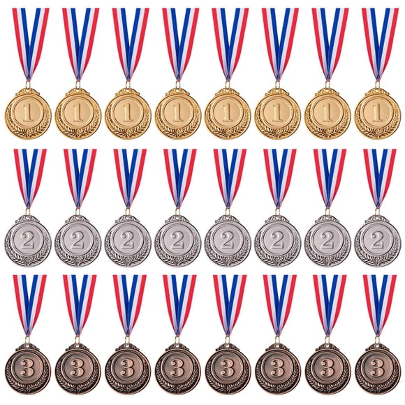 Medallas de premio Favide en oro, plata y bronce, 5 cm con cinta, 24 unidades