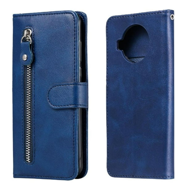 Funda con Cremallera para Xiaomi 10T Lite, Carcasa Cartera de Cuero PU con Soporte y Tarjetero