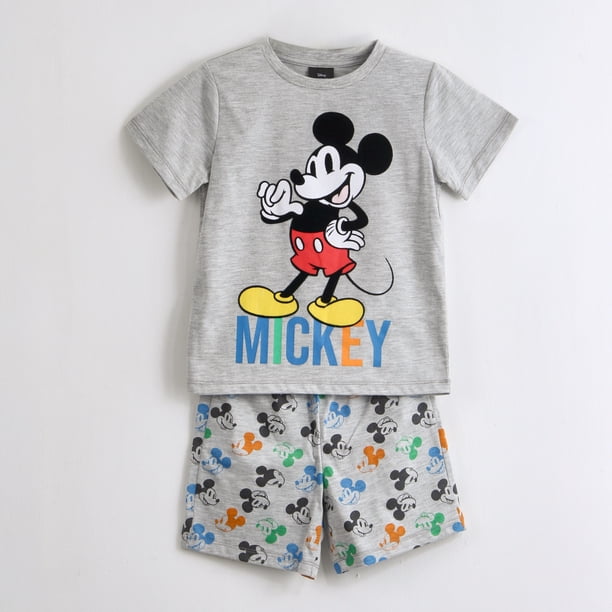 Pijama Manga Corta Niño Mickey Disney Parado Gris