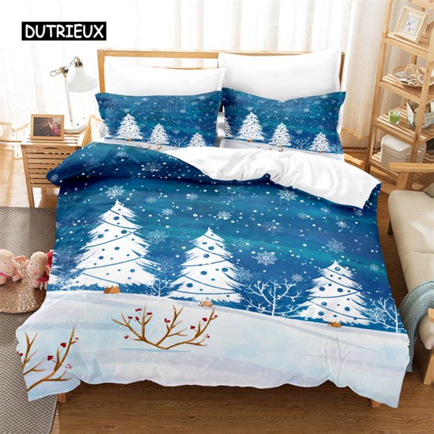 v2786 Bed Sheets Christmas Snowman, Tree Bedding Set Duvet Cover Set Bedding Digital Printing Bed Linen Queen Size Bedding Set Fashion Design 3-Piece Bedding Set (1 Duvet Cover + 2 Pillow Shams) Bed S
