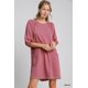 thumbnail image 1 of Saronite Vestido Corto Casual de Punto de Algodón Suave con Cuello Redondo y Manga Corta de Rizo Francés Liso, Bolsillos Laterales Dobles, Color Malva (para Mujer), 1 of 2