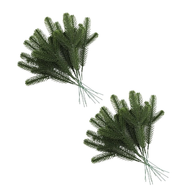 24 piezas de ramas de agujas de pino artificiales, ramitas de hojas de pino de imitación, púas de pino para el hogar, guirnaldas, adornos para el Verde completo