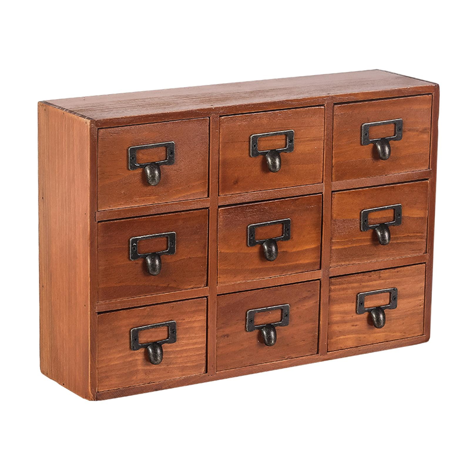 Bothyi - Mueble De Sobremesa Con 9 Cajones Retro Look Para Muebles De Oficina Marrón