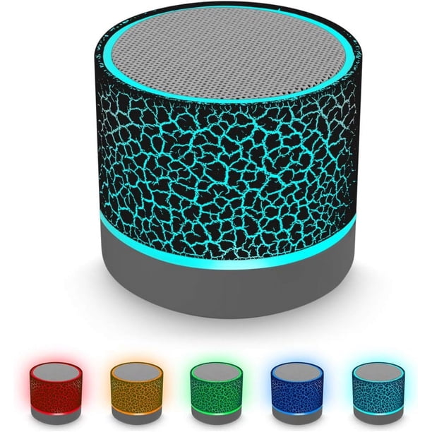 Mini altavoz Bluetooth inalámbrico portátil, altavoz estéreo recargable con graves superbajos IA y luces LED
