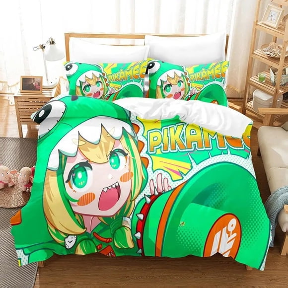 Kawaii Girls Amano Pikamee Bedding Set Bed Set Adult Kid Bedroom Duvetcover Sets