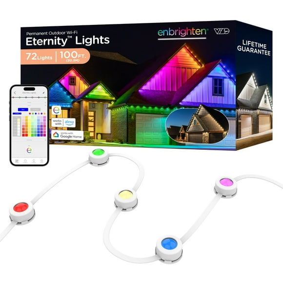 Las luces exteriores Enbrighten Eternity de 100 pies y 72 LED RGBWIC
