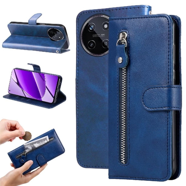 Funda con Cremallera para Realme 11 4G, Carcasa Cartera de Cuero PU con Soporte y Tarjetero