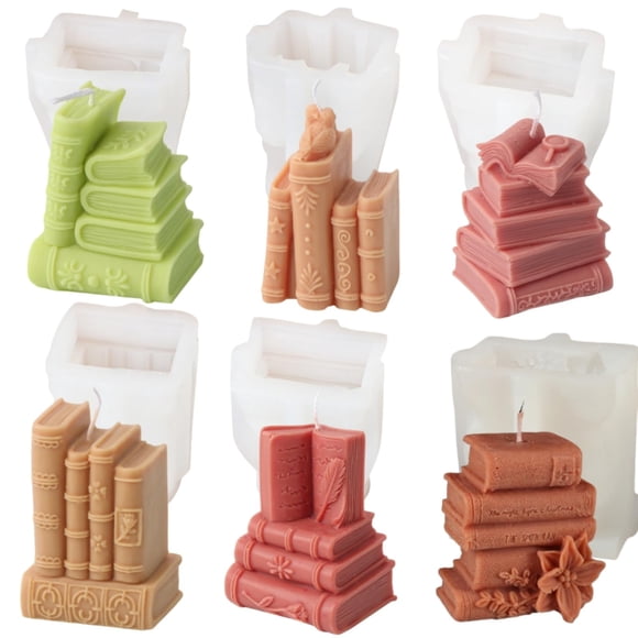 Molde de silicona para velas Zohuyar 6 piezas estilo libro 3D