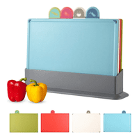 Genérico - Tablas Para Picar Con Base Y Colores Indicadores 4 Piezas Fl-02-2 Celeste