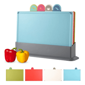 Genérico - Tablas Para Picar Con Base Y Colores Indicadores 4 Piezas Fl-02-2 Celeste