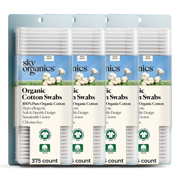 Bastoncillos de algodón orgánico Sky Organics de 1500 quilates con puntas ultrasuaves